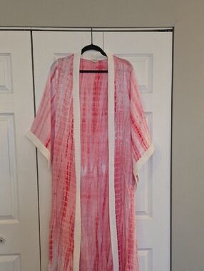 POL Pink Tie-Dye Top with Cream Trim